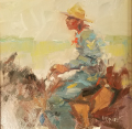 Lon Brauer, Buffalo Soldier, 12x12,$950 oil #19